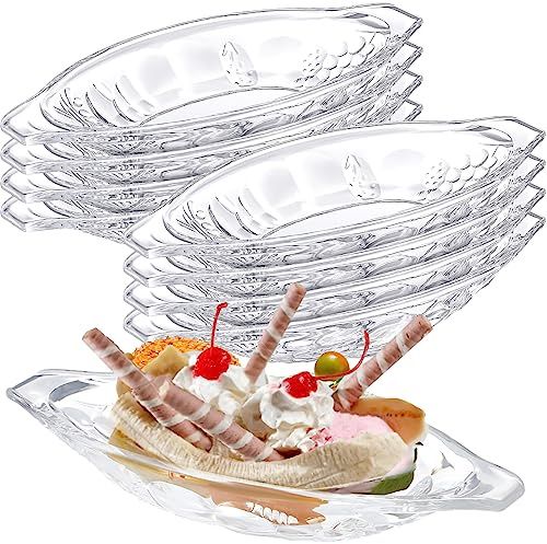 Bokon 16-pack banan delad tallrik 237 ml glasskålar akryl banan delade skålar klar banan delad båttallrik serveringsfat för kök yoghurt frukt mellanmål