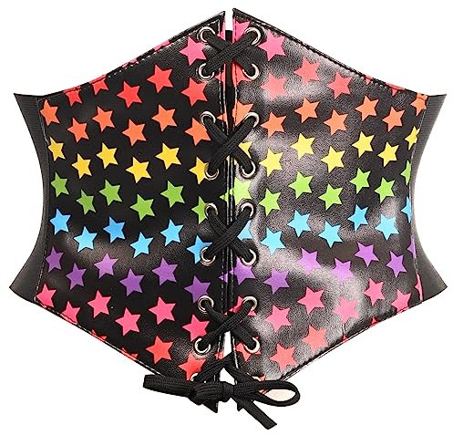 Daisy corsets Damen-Korsett-Gürtel, Regenbogen-Sterne, zum Schnüren, Regenbogen, 5X