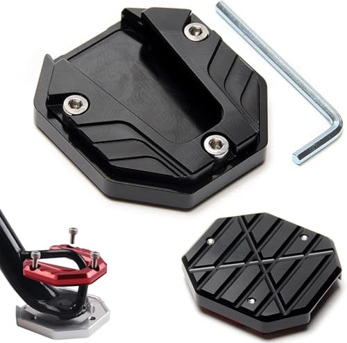 Motorrad Seitenständer Fuß-Verbreiterung Ständer Platte Pad Hohe Festigkeit Kickstand Pad Platte Unterstützung Accessory Motorrad Unterstützung Stützplatte (Schwarz)