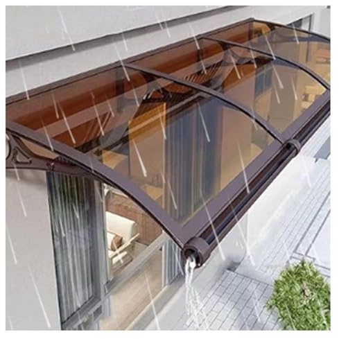 Pensilina da Esterno Tettoia per Porte e Finestre tettoia per auto Policarbonato Trasparente ad Arco Resistente ai Raggi UV Pensilina in policarbonato per Porta o Finestra per Esterno (Color : Brown