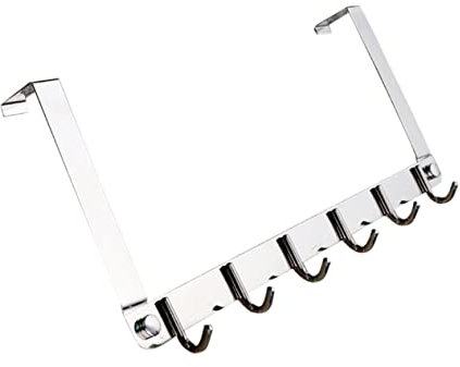 jojofuny Stainless Steel Over Door Hook Hanger Material Door Back Organizer Rack for Towel Clothes Pants for Bathroom Laundry