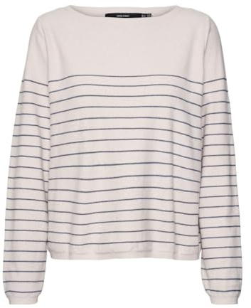 VERO MODA dam Vmjohanna Ls Boatneck Ga Ent tröja, Björk/ränder: marinblå blazer, S