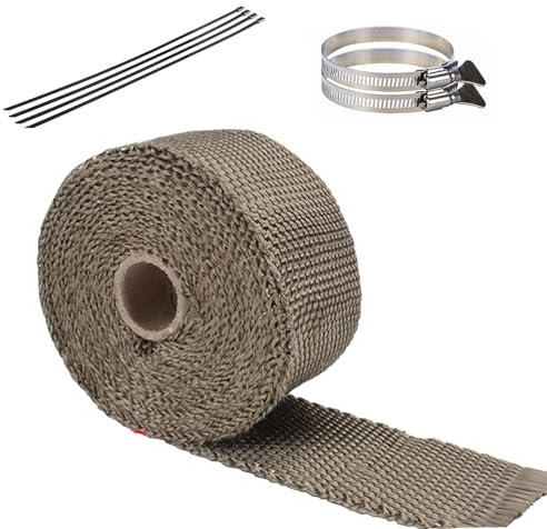 JadwigaS Fireproof Pipe Wrap ,Reusable Fireproof Insulation for High Temperatures , Basalt Fiber Material Protects up to 3002°F, 16 ft Length, 2 in Width with 4 Small Clamps,2 Large Clamps