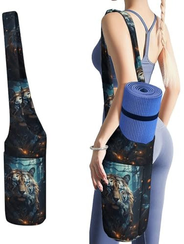 YJWANDL Yogamatten-Organizer, Tiger-Druck, Yogamatte, Tasche, Turnmatte, Tasche, Leinen-Aufbewahrungstasche, strapazierfähige Yoga-Tragetasche