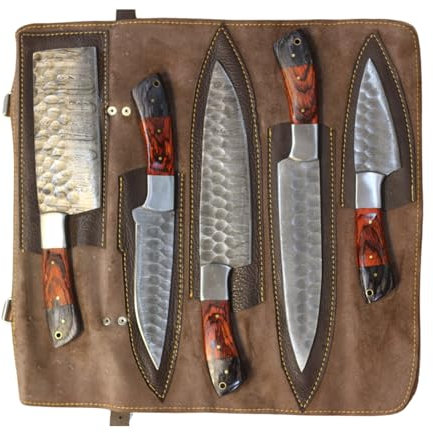 REWON set couteaux de cuisine Professionnel, 5 Pièces acier inoxydable ensemble de Couteaux de Chef, couteaux de cuisine Couteau à Légumes Boucher