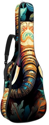 Gigbag für Akustikgitarre, wasserdicht, 40/41/42 Zoll, mehrere Taschen, schützende Schwammschicht, bunter Elefant, mehrfarbig, 42.9x16.9x4.7 in, Gitarrentasche
