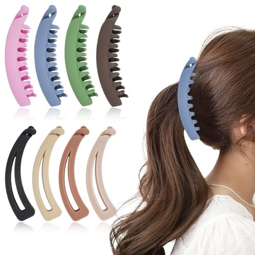 8 pinzas para el pelo tipo plátano, pinzas grandes de doble peine para cabello grueso, clip de cola de caballo fuerte mate, pinzas antideslizantes para el pelo, accesorios para mujeres y niñas, rizado