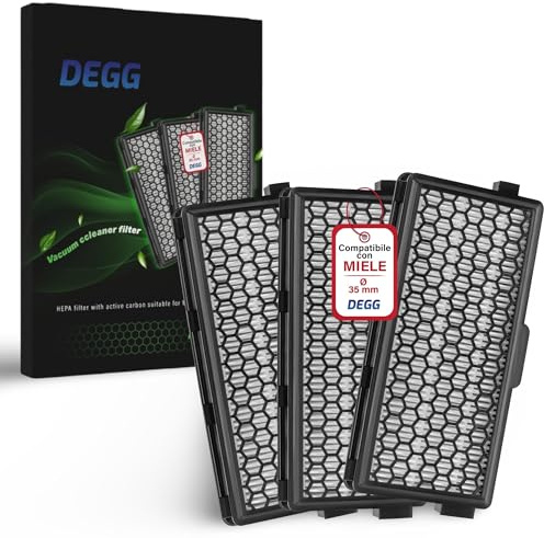 DEGG® Kombifilter HEPA & Aktivkohle, Kompatibel mit Miele, 3 Stück | Ersatzfilter für Active Clean 50 & Airclean 50 SF-HA 50, Staubsauger Ersatzteile, Staubsaugerzubehör, Perfekte Passform