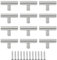 JZK 12 piezas manijas para puertas armarios cocina en forma T pequeñas 5 cm plata con tornillos, tiradores acero inoxidable cepillado, perilla hueca un solo orificio para puertas armarios y cajones