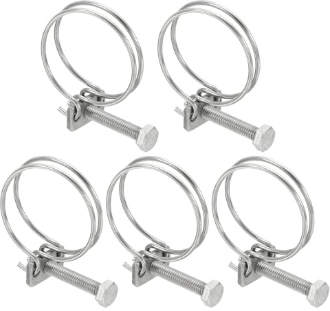 PATIKIL 36-40mm Adjustable Double Wire Hose Clamp, 5 Pcs 304 Stainless Steel Wire Hose Clips Pipe Tube Clamps for Dust Collection Rubber PVC Pool Pump Hose