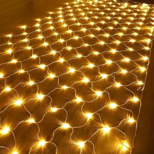 Netzbeleuchtung, 6x4m 700 LED Gartenfee Lichterketten Warmweiß 8 Modi Netzteil Timer Wasserdicht Niederspannung Außen & Innen für Zaun, Balkon, Gartenhaus Dekor(6m x 4m 700led)