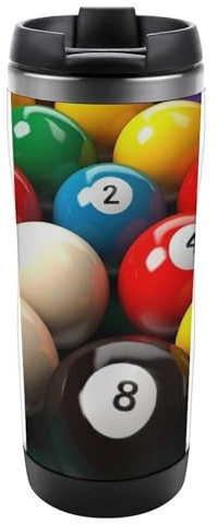DWVSFJM Color Billard Isolierter Becher aus Edelstahl, doppelwandig, Vakuum-Reisebecher, isolierter Metallbecher, große Kapazität, Autobecher, wiederverwendbar, Kaffeetasse mit Deckel, Geschenke
