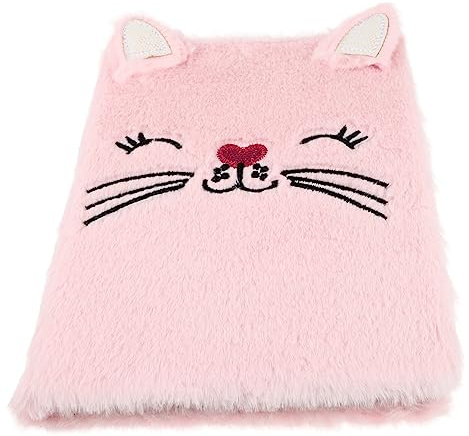 Plush Girls Journal Cartoon Kitten Notebook Pink for Girls Students