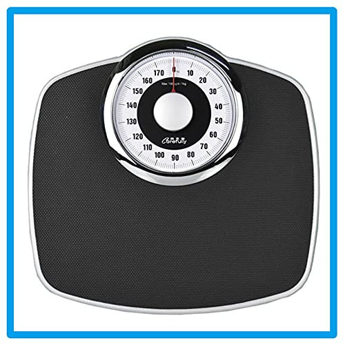 7LiuYueFei6 Bilancia da Bagno Meccanica 180kg Bilancia analogica retrò Bilancia da Bagno Professionale con Tappetino Antiscivolo Nero, quadrante Rotondo (quadrante Bianco)
