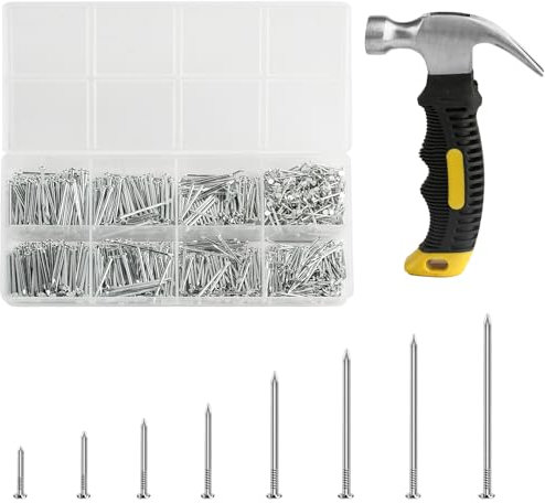 1030 perni per pannelli, chiodi assortiti, chiodi in muratura in calcestruzzo per legno, chiodi a testa piatta per artigianato, lavori in legno, costruzioni in legno, accessori per appendere quadri (4