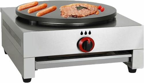 BTOIASYHF Gas Crepe Maker, Stainless Steel Crepe Maker Machine, Non-Stick Plate for Blintzes, Eggs, Tortillas (Diameter 15.75 Inch)