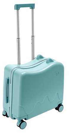 Jiabailie 18 Kids Ride-On Suitcase,Children's Carry On Luggage Case,Rolling Luggage With Lock,Travel Trolley Case for Short Trips,School Trips,Outings (Sky blue)