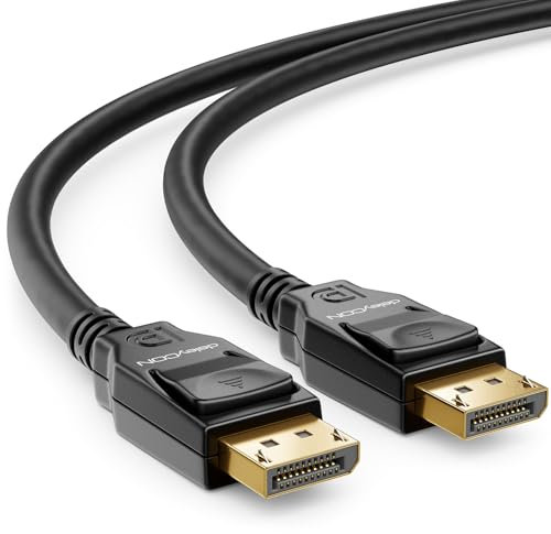 deleyCON 0,5m Câble DisplayPort 1.4 8K - 1080P Jusqu'à 8K - Idéal pour Les Écrans de Jeu Jusqu'à 360 Hz PC HBR3 DSC HDR-10 - Noir