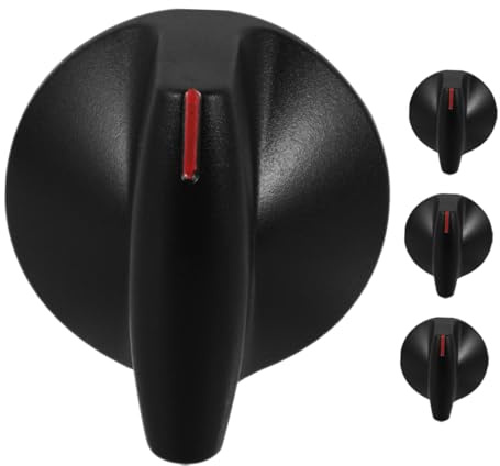 DIYEAH Boutons De Cuisinière À Gaz Universels En Métal Noir 2 Paires De Boutons De Commande De Remplacement Pour Réchaud À Gaz Compatible Naturel Et Liquéfié Réglage De La Flamme