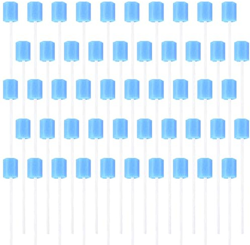 100 Pièces Soins Bucco Bâtonnets,Écouvillon Éponge,Nettoyage Écouvillon Éponge, pour Soins Buccodentaires Quotidiens et Besoins Domestiques des adultes,Enfants ou des Animaux Domestiques (bleu)