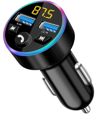 Bluetooth Car Charger Adapter, Bluetooth Transmitter Receiver, Fast Car Charger, Noise Cancelling Hands-Free Call, Music Player, for Phone 16 15 14 12 11 Pro Max, Galaxy S24 S22 S21 S20 FE Ultra S23