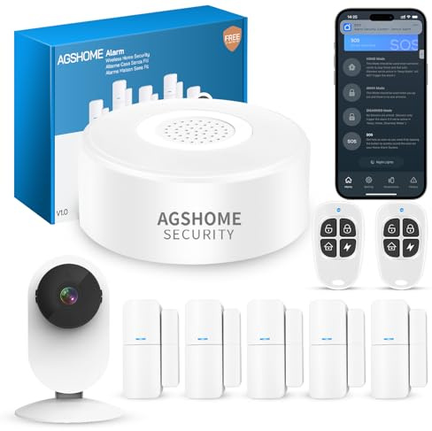 AGSHOME Alarme Maison avec Caméra 1080P, 120dB, Alarme Maison sans Fil 2.4GHz, 9 Pièces, Compatible Alexa