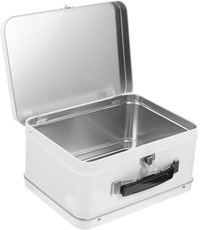 HEALSOPTHY Organizer aus Weißblech mit Schloss Vintage Metallbox mit Deckel Anti Fall Aufbewahrungsbox für Bastelbedarf und Souvenirs Kompakte Weißblechdose