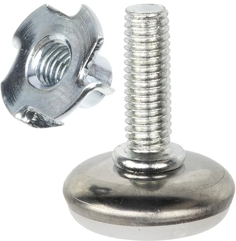 AERZETIX - Kit de 4 Pieds vérins de Meubles réglables M8 + 4 écrous à Griffes à Frapper M8x11 Accessoires de nivellement et Montage pour Meubles en Bois