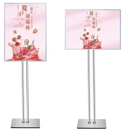 FXNFXLA Scatola Luminosa a LED Sottile in Alluminio con Chiusura a Scatto, Cartellone Luminoso da Pavimento, Supporto per Cartelloni Luminosi Black Frame 60.5 * 85cm