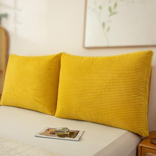 EXZFW Rückenkissen Bett, Lesekissen für Bett/Sofa Rückenlehne Kissen, Bettsitzkissen, Rückenpolster Bett Sofa, Couch Kissen Groß mit Abnehmbarem, Waschbarem Bezug,Gelb,100x60x10cm(1pc)