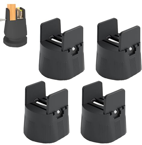 CAIEJSAEN 4 Stück Möbelerhöhung 6cm-8cm Betterhöher mit Schraubklemme Stuhlbein Schwerlast Stuhlerhöhungen Verstellbare Möbelerhöher für 10mm-50mm Breite Quadrat Runde Stuhlbein (Schwarz)