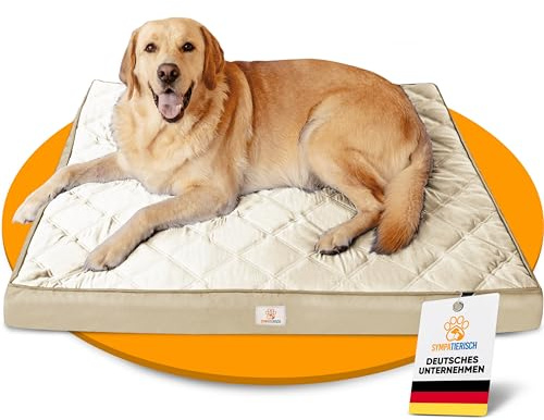 Orthopädisches Hundebett Wasserdicht - Die neue Lieblings-Hundematte deiner Fellnase, Rutschfestes Hundekissen, Hundekörbchen, Hundekorb, Bezug waschbar | Kleine bis große Hunde | 110x100x9 cm beige