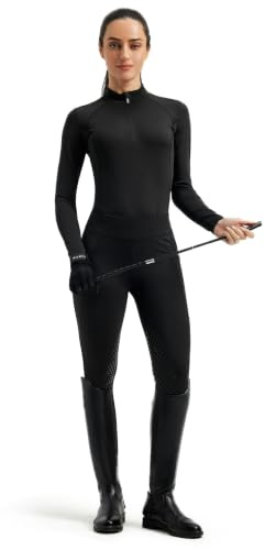 FitsT4 Sports Reitset für Damen Reithose und Reitsport Oberteil | Reitset für Damen Stretch Reitleggings Reitbekleidung Sommer mit Knie-Patch Silikon und Taschen