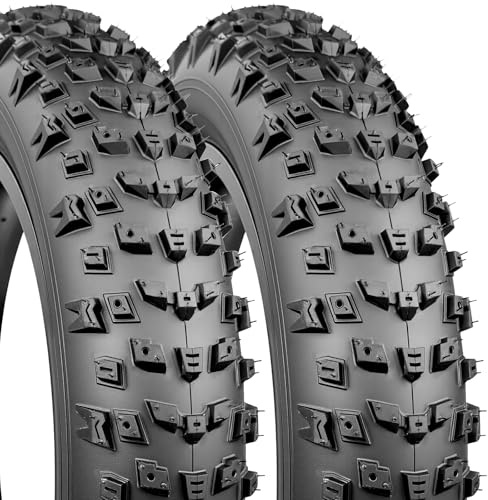 Fatbike Reifen 20x4.0 / 26x4.0 Zoll, 2er-Pack Faltreifen mit Spikes & ohne Spikes, Profilreifen mit starkem Grip für Schnee & EIS, Winterreifen für E-Bike & MTB