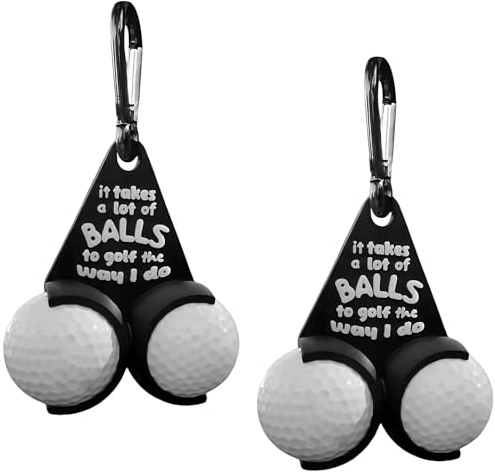 Tniytru 2-Piece Golf Ball Holder, Funny Golf Accessories with Clip, Portable Storage for Golf Bag, Dimensions 14 * 13