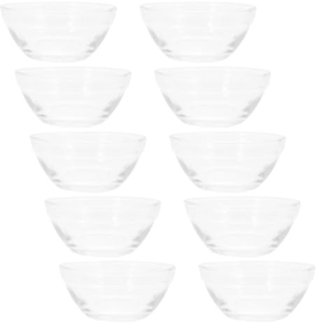 MALUGOGO 10 Cuencos de Postre de Vidrio Pequeños Apilables, Tazones Transparentes para Preparación y Salsas, Mini Cuencos para Ingredientes y Servir Postres, Capacidad Individual, Aptos