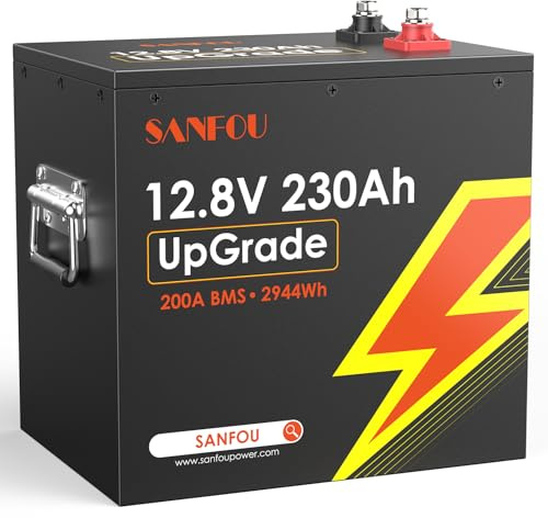 12V230Ah UpGrade LiFePO4 Batterie mit 200A BMS, Deep-Cycle-Batterien, Max. 2944Wh Lithium-Batterie, 5000-15000 mal Autobatterie, Perfekt für Off-Grid, Camping, RV, Solar Home Energy Storage