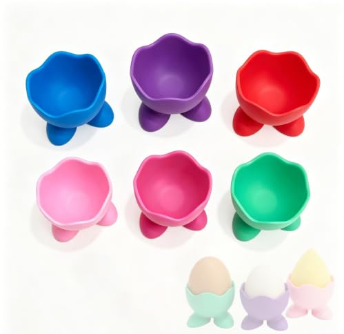 6 Piezas De Hueveras De Silicona Multifuncionales, Antideslizantes, | Colores Variados, Para Decorar Mesa De Pascua, Desayuno Y Almacenamiento De Utensilios De Belleza