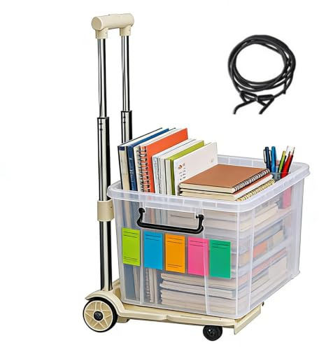 Vikbar handvagn – vikt 43 x 23 cm 1 500 g (100 kg last) flyttvagn med rem | Bärbar bagagevagn, tunga skottkärra, shoppingkorgflyttare på flygplatsen