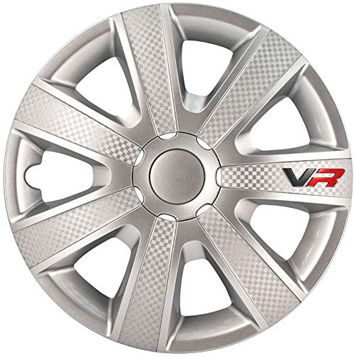 AutoStyle 4er Set Radzierblenden VR 13-Zoll Silber/Karbon-Look/Logo