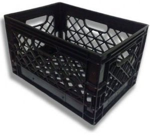 Authentic 19x13x11 6 Gallon 24 Quart Rectangular Dairy Milk Crate (BLACK)