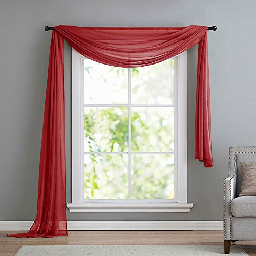 Querbehang Schal Freihanddeko Voile transparent Bordeaux 140x600 »Bern« | Fensterdeko, Hochzeitsdeko, Betthimmel, Raumteiler und Tischläufer - 6 Meter zum Drapieren, rundum gesäumt, waschbar 40 Grad