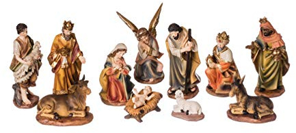 Roman - 11-PC Nativity Set, Color-Washed, 6 H, Resin and Stone Mix, Detailed, Realistic, Christmas Decor, Adorable Gift, Durable