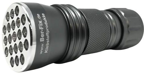 Ber-Fix UV-Taschenlampe 21 UV-LEDs – Universell einsetzbar zum Aushärten von UV-Kleber, UV-Harz & Klebstoffen