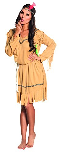 Boland 83813 - Disfraz de india para mujer, talla M, vestido, cinta para el pelo y cinturón, india, salvaje oeste, carnaval, fiesta temática