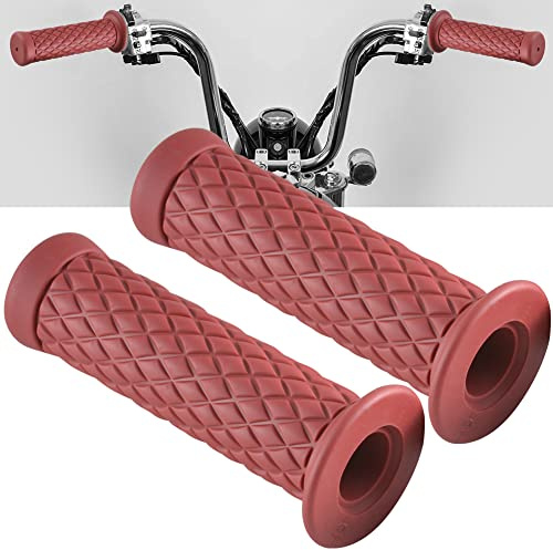 KATUR Motorrad Griffe Rot 22mm 7/8 '' 24mm rutschfeste Gummistange Hand Hand Universal Motorrad Lenker Griffe Handgriffe für Honda Yamaha Kawasaki Suzuki