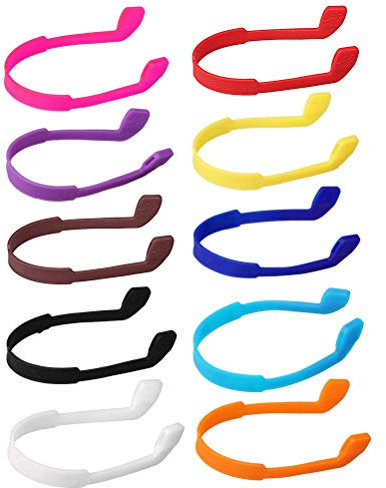 kuou 10 Pack Silicone Glasses Straps, Anti-slip Kids & Adults Eyeglasses Sunglasses Strap, Elastic Sports Glasses Band Holder, Multicolored
