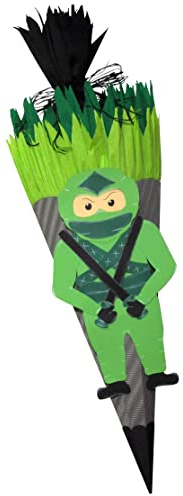 Prell Schultüte Ninja - 3D Wellpappe, 68 cm hoch - Bastelset mit Vorlagenbogen und Anleitung