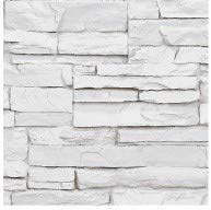 Faux Stone Wall Panel Sample - Deep Stacked Stone Wall Siding - Alpine Stone White Color (19 W X 12 H X 1 1/2 D)