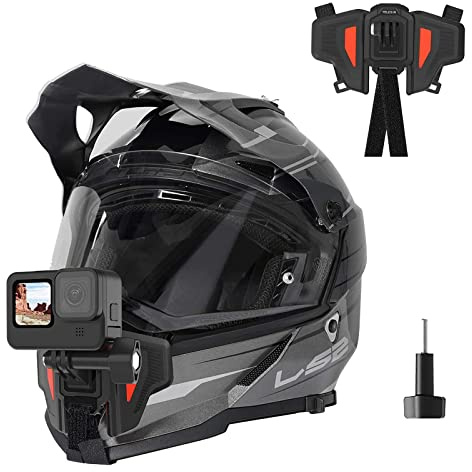 TELESIN Helmhalterung Motorrad mit Gebogenem Kinn für GoPro Hero 11/10/9/8/7/6/Mini, Insta360 X3, ONE X2, ONE X, DJI OSMO Action, Rutschfestes Silikon, Action Kamera Zubehör